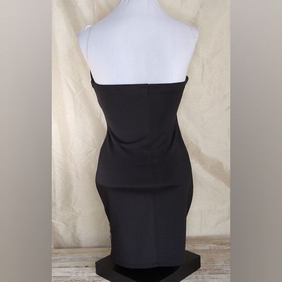 Crystal Doll Abstract Studded Strapless Bodycon Metallic Cocktail Dress - Picture 2 of 11